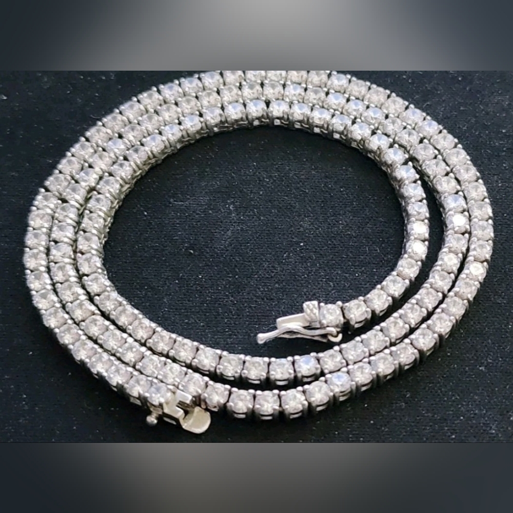 925 Sterling Silver Tennis Necklace 3MM  18" Chain